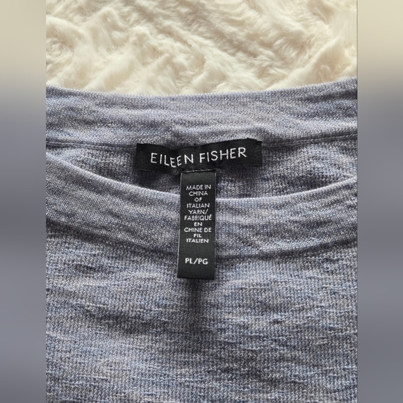 Eileen Fisher Crew Sweater Size Petite Large Blue 100% Superfine Merino Wool Top - Picture 3 of 11